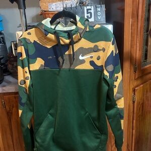 Nike Green and Tan Camo Hoodie